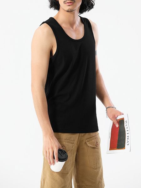 men' tank cotton vest men 2023 summer solid color slim fit thick thread sleeveless sports fitness causal bottoming tees 230717, White;black
men' tank cotton vest men 2023 summer solid color slim fit thick thread sleeveless sports fitness causal bottoming tees 230717, White;black