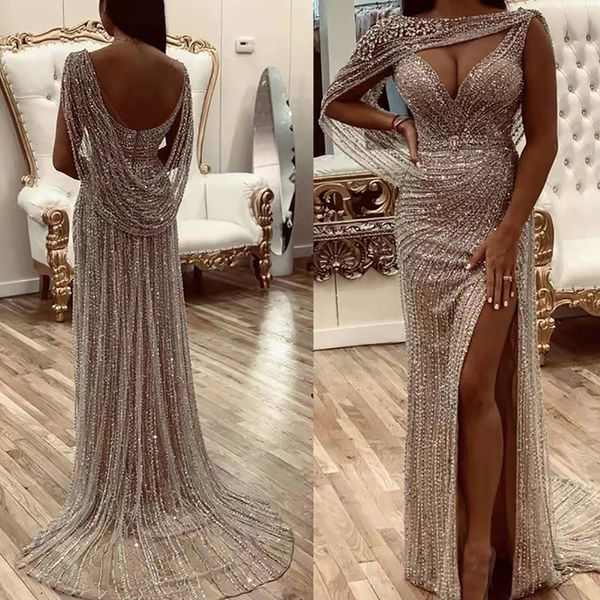 gorgeous mermaid prom dresses v-neck collar decoration shining applicants side split backless court gown custom made plus size party dress v, Black
gorgeous mermaid prom dresses v-neck collar decoration shining applicants side split backless court gown custom made plus size party dress v, Black