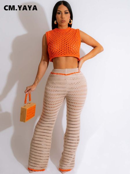 women's two piece pants cm.yaya knit ribbed crochet hole beach women's set tank and wide leg pants summer two 2 piece set outfits, White
women's two piece pants cm.yaya knit ribbed crochet hole beach women's set tank and wide leg pants summer two 2 piece set outfits, White