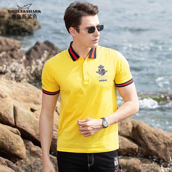 

men's polos summer mercerized cotton men polo shirt bruce shark fashion brand casual smart daily male tees 230717, White;black