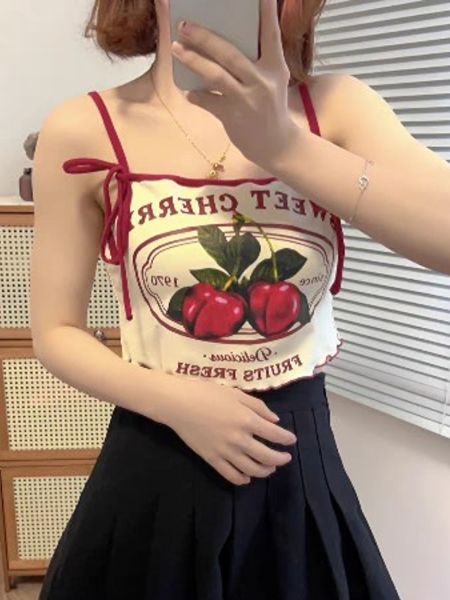 women's tanks camis contrast color tank summer bandage cherry print slim cropped sweet y2k aesthetic casual fashion all match camis 23, White
women's tanks camis contrast color tank summer bandage cherry print slim cropped sweet y2k aesthetic casual fashion all match camis 23, White