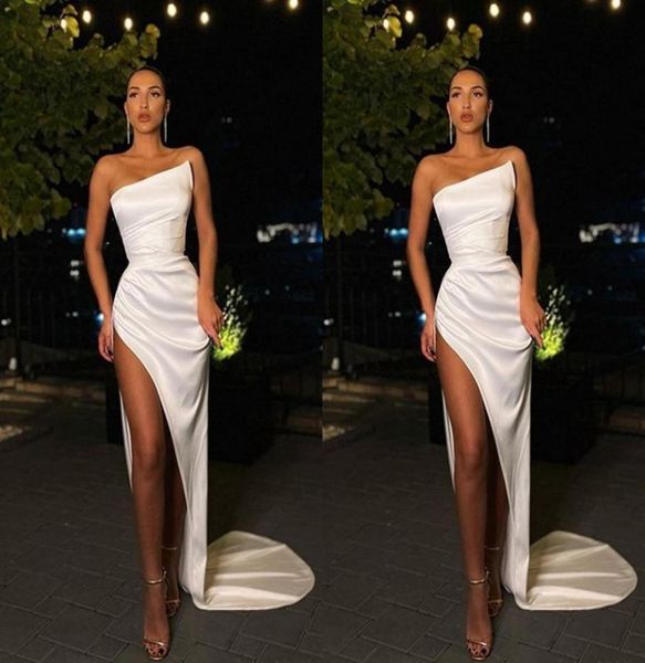 new arrival simple white prom dresses high side split satin strapless floor length evening gowns formal party dress9310528, Black
new arrival simple white prom dresses high side split satin strapless floor length evening gowns formal party dress9310528, Black