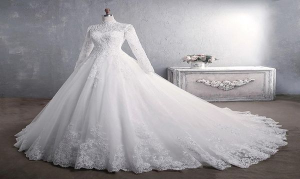 real po princess luxury lace wedding dresses high collar long sleeves appliqued celebrity ball gown bridal gowns muslim vestido9932696, White
real po princess luxury lace wedding dresses high collar long sleeves appliqued celebrity ball gown bridal gowns muslim vestido9932696, White