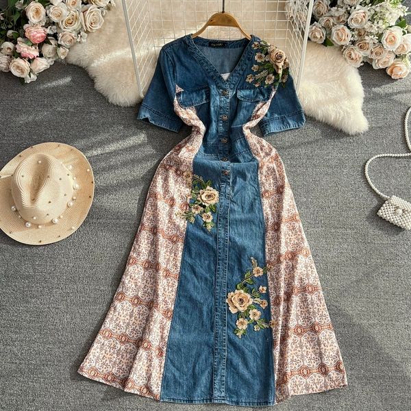 summer haute couture vibe temperament short sleeved v-neck waistband slimming mid length a-line printed dress elegant long skirt, Black;gray
summer haute couture vibe temperament short sleeved v-neck waistband slimming mid length a-line printed dress elegant long skirt, Black;gray