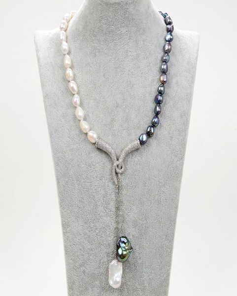 guaiguai jewelry natural black white keshi baroque pearl necklace baroque pearl cz paved pendant handmade for women real gems ston1070406, Silver
guaiguai jewelry natural black white keshi baroque pearl necklace baroque pearl cz paved pendant handmade for women real gems ston1070406, Silver