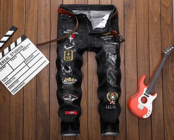 men039s ripped jeans fashion badges patchwork skinny pencil trousers pants for male patches black men jean9528700, Blue
men039s ripped jeans fashion badges patchwork skinny pencil trousers pants for male patches black men jean9528700, Blue