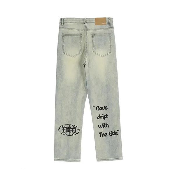 men's jeans high street retro washed letter printing men and women fashion straight loose denim trousers mid waist casual cotton pants, Blue
men's jeans high street retro washed letter printing men and women fashion straight loose denim trousers mid waist casual cotton pants, Blue