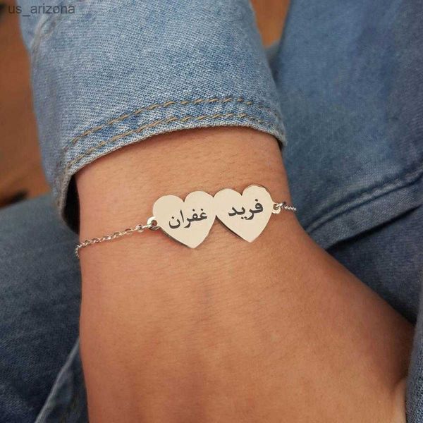 stainless steel custom heart arabic name bracelet engraved family members nameplate bracelets for women jewelry mom sister gifts l230620, Golden;silver
stainless steel custom heart arabic name bracelet engraved family members nameplate bracelets for women jewelry mom sister gifts l230620, Golden;silver