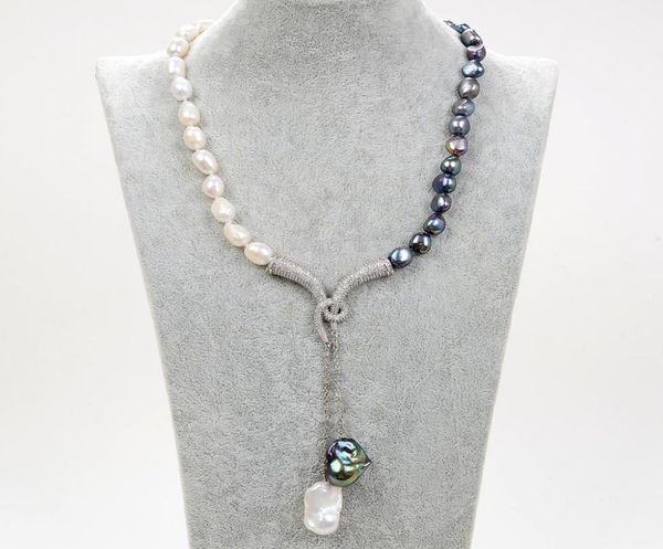 guaiguai jewelry natural black white keshi baroque pearl necklace baroque pearl cz paved pendant handmade for women real gems ston4132034, Silver
guaiguai jewelry natural black white keshi baroque pearl necklace baroque pearl cz paved pendant handmade for women real gems ston4132034, Silver