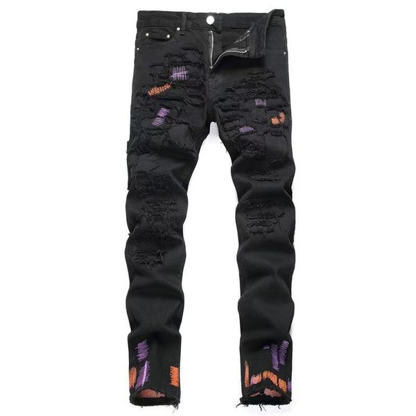 designer jeans mens miri jeans fashion cool style denim pant distressed ripped biker embroidery luxury black jean slim fit motorcycle trend, Blue
designer jeans mens miri jeans fashion cool style denim pant distressed ripped biker embroidery luxury black jean slim fit motorcycle trend, Blue