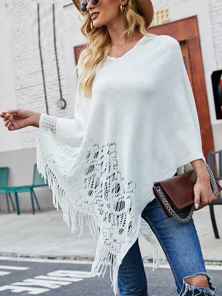 women's sweaters fitshinling hollow out women ponchos oversized sweater bohemian fringe capes knitwear fashion new irregular loose shl, White;black
women's sweaters fitshinling hollow out women ponchos oversized sweater bohemian fringe capes knitwear fashion new irregular loose shl, White;black