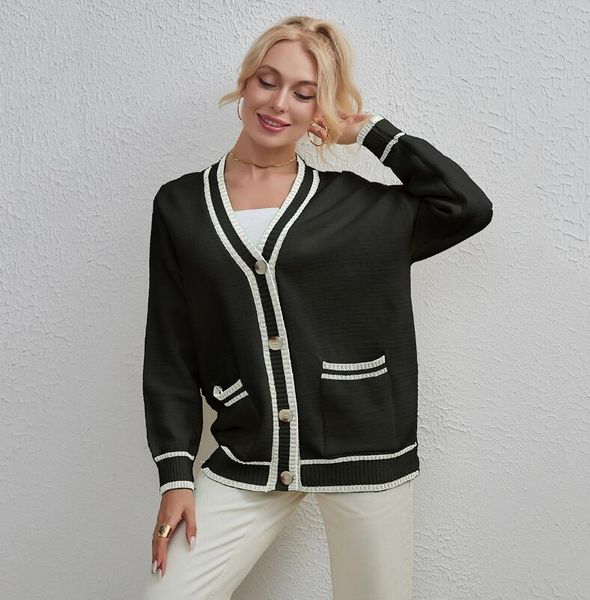 women's sweater 2023 spring and autumn new fashion cardigan women's sweater knitted sweater women's coat, White;black
women's sweater 2023 spring and autumn new fashion cardigan women's sweater knitted sweater women's coat, White;black