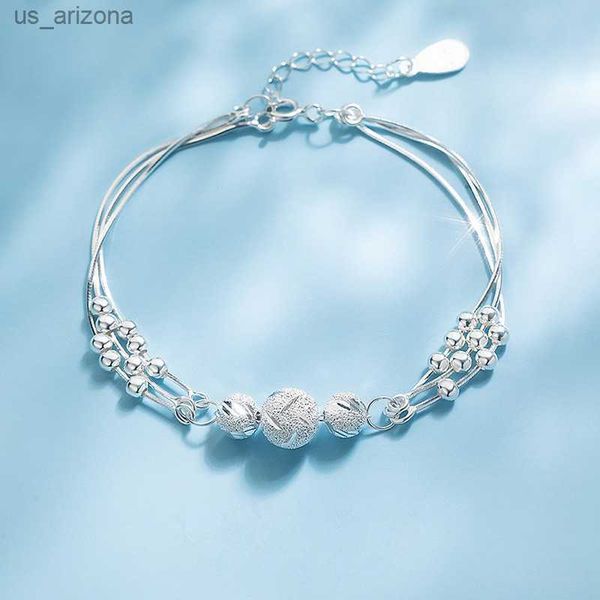 925 sterling silver round bead charm bracelet bangle for women girls party bohemian fashion jewelry l230620, Golden;silver
925 sterling silver round bead charm bracelet bangle for women girls party bohemian fashion jewelry l230620, Golden;silver