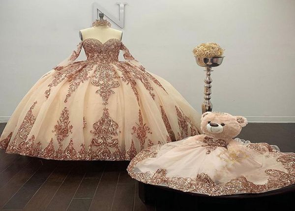 rose gold sparkly ball gown quinceanera dresses detachable sleeves sweetheart sequines applique sweet 16 dress party wear5156728, Blue;red
rose gold sparkly ball gown quinceanera dresses detachable sleeves sweetheart sequines applique sweet 16 dress party wear5156728, Blue;red