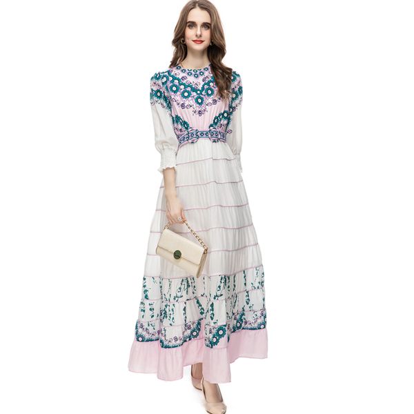 women's runway dresses o neck 3/4 lantern sleeves printed tiered fashion designer party prom gown, Black
women's runway dresses o neck 3/4 lantern sleeves printed tiered fashion designer party prom gown, Black