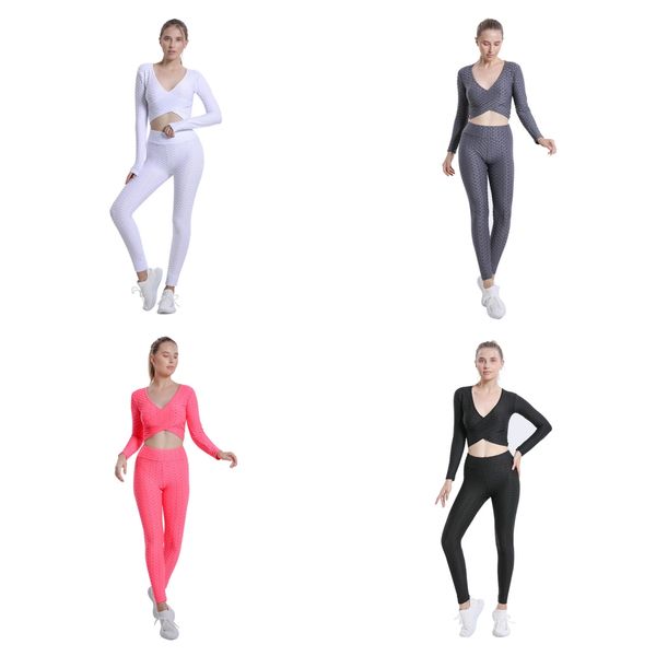 new jacquard bubble cross long sleeve high waist fitness pants yoga suit set for women, White;red
new jacquard bubble cross long sleeve high waist fitness pants yoga suit set for women, White;red
