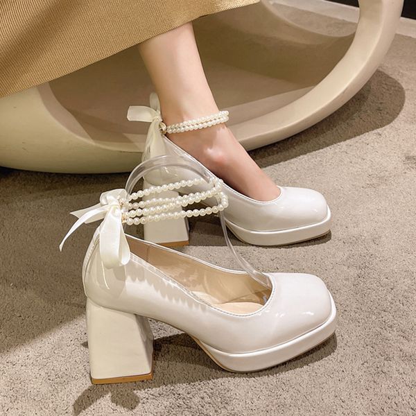 dress shoes lucyever pearls strap platform pumps women shoes fashion high heels white mary janes woman thick heeled party wedding shoes 2307, Black
dress shoes lucyever pearls strap platform pumps women shoes fashion high heels white mary janes woman thick heeled party wedding shoes 2307, Black