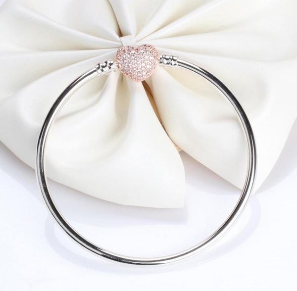 925 sterling silver bangle rose gold plated crystal cz pave heart bracelet for charms jewelry gift box for women3417279, Black
925 sterling silver bangle rose gold plated crystal cz pave heart bracelet for charms jewelry gift box for women3417279, Black