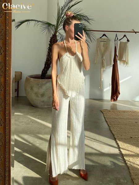 women's two piece pants clacive halter backless tank set woman 2 bodycon beige pleated female elegant skinny slit trouser suits 230718, White
women's two piece pants clacive halter backless tank set woman 2 bodycon beige pleated female elegant skinny slit trouser suits 230718, White