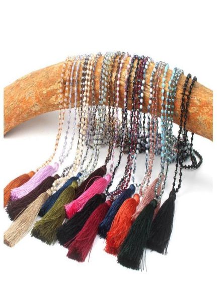 crystal glass necklace beads hand knotted bohemian tassels simple jewelry women and grils5427684, Silver 
crystal glass necklace beads hand knotted bohemian tassels simple jewelry women and grils5427684, Silver