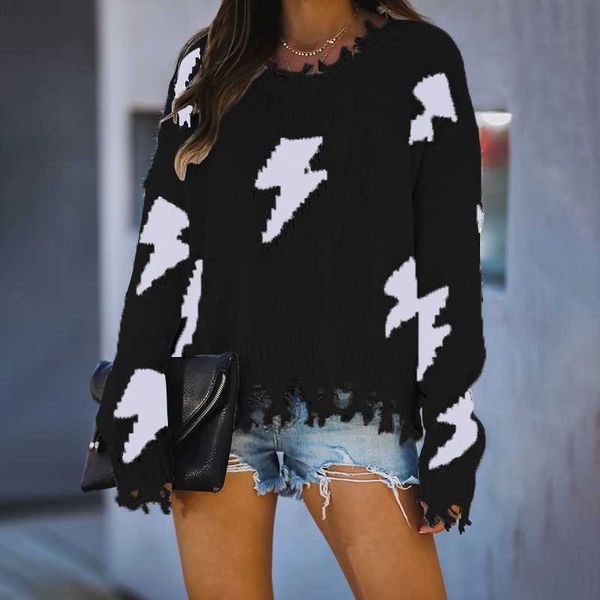 women's sweaters logami ripped sweater for woman geometric knitting pullover autumn winter tassel sweaters 2020 l230718, White;black
women's sweaters logami ripped sweater for woman geometric knitting pullover autumn winter tassel sweaters 2020 l230718, White;black