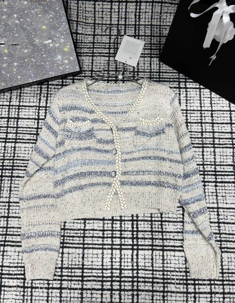 designer clothes women stripe design knit fits all sweater logo blue button decoration cardigan luxurious, White
designer clothes women stripe design knit fits all sweater logo blue button decoration cardigan luxurious, White