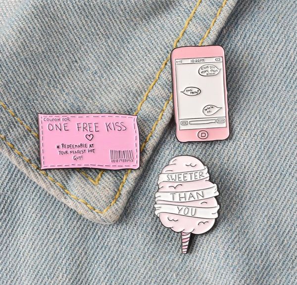 one kiss ticket sweeter than you candyfloss enamel pins badges brooches lapel pin denim shirt collar sweet pink love jewelry 1072780, Gray 
one kiss ticket sweeter than you candyfloss enamel pins badges brooches lapel pin denim shirt collar sweet pink love jewelry 1072780, Gray