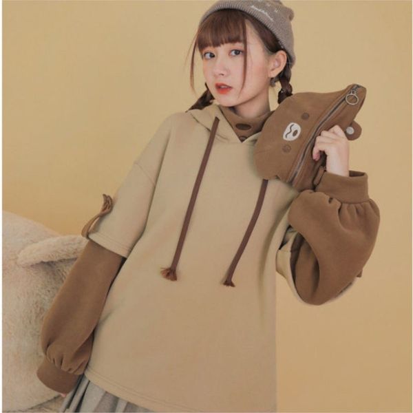 men's and women's fashion cute bear backpack spring and autumn brown hoodie winter harajuku loose casual street wear, Black
men's and women's fashion cute bear backpack spring and autumn brown hoodie winter harajuku loose casual street wear, Black