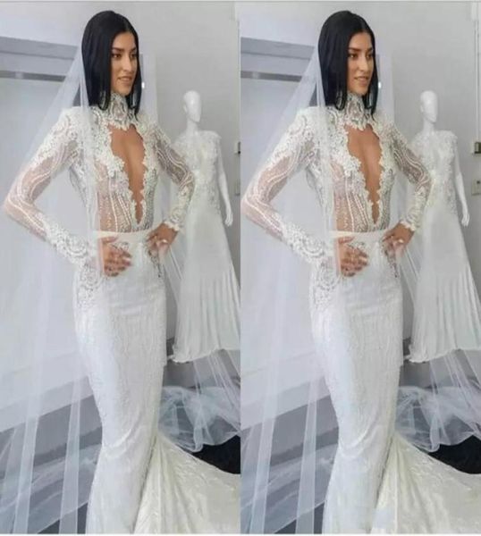 high neck lace mermaid wedding dresses with full appliques sweep train long sleeves country bridal dress beaded plus size boho wed3514775, White
high neck lace mermaid wedding dresses with full appliques sweep train long sleeves country bridal dress beaded plus size boho wed3514775, White