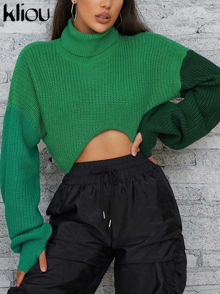 women's sweaters kliou knitted patchwork sweater women hipster turtleneck loose irregular shape color match crop lady casual street cl, White;black
women's sweaters kliou knitted patchwork sweater women hipster turtleneck loose irregular shape color match crop lady casual street cl, White;black