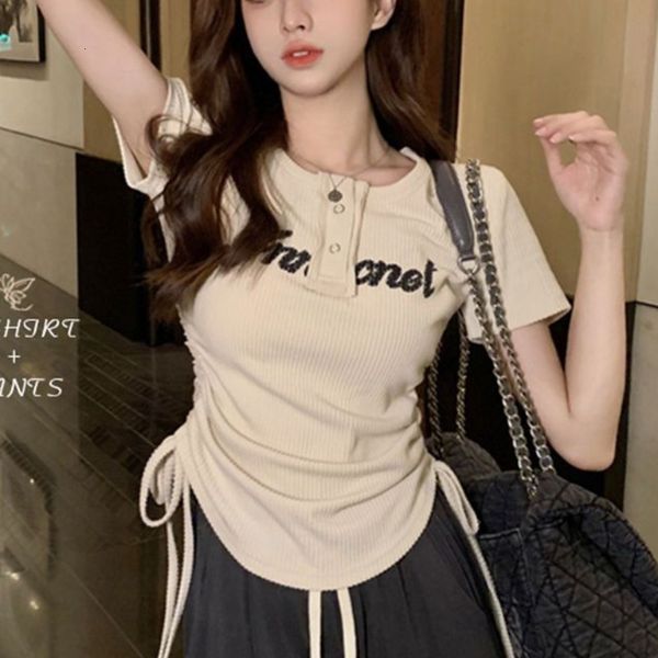 women's t-shirt draws the rope short sleeve t-shirts women summer fashion slim tees harajuku y2k shirring button girls crop 230717, White
women's t-shirt draws the rope short sleeve t-shirts women summer fashion slim tees harajuku y2k shirring button girls crop 230717, White