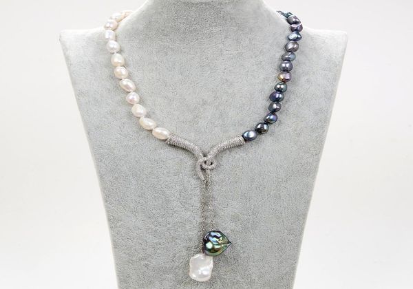 guaiguai jewelry natural black white keshi baroque pearl necklace baroque pearl cz paved pendant handmade for women real gems ston3926098, Silver
guaiguai jewelry natural black white keshi baroque pearl necklace baroque pearl cz paved pendant handmade for women real gems ston3926098, Silver
