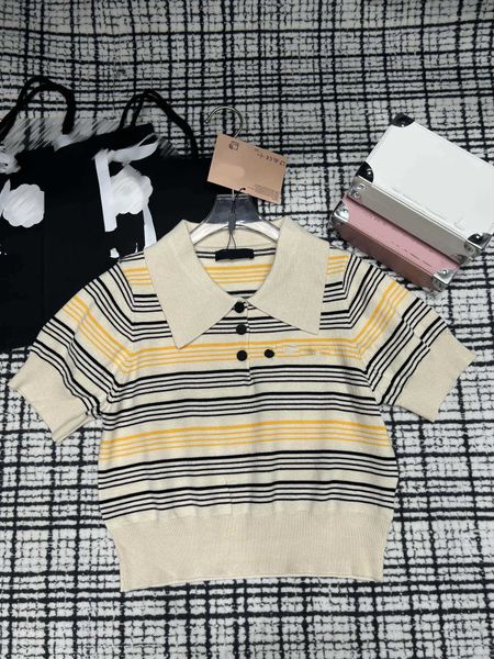 designer clothes women knit lapel polo stripe design sweater short sleeve pullover july14, White
designer clothes women knit lapel polo stripe design sweater short sleeve pullover july14, White