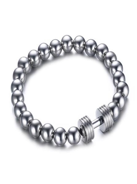 mens stainless steel silver dumbbell charm bracelet with 8mm beads chain fitness jewelry power gym2348990, Golden;silver
mens stainless steel silver dumbbell charm bracelet with 8mm beads chain fitness jewelry power gym2348990, Golden;silver