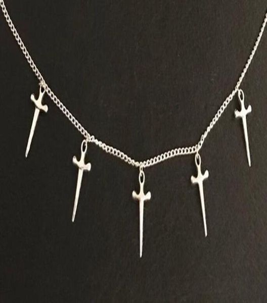designs fashion long chain necklaces new bohemia punk style silver fives of sword necklace pendants women boho pendants choker jew1903397
designs fashion long chain necklaces new bohemia punk style silver fives of sword necklace pendants women boho pendants choker jew1903397
