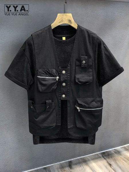 men's vests mens black cargo sleeveless jacket spring summer loose fit v neck causal hip hop vest multiple pockets streetwear men waist, Black;white
men's vests mens black cargo sleeveless jacket spring summer loose fit v neck causal hip hop vest multiple pockets streetwear men waist, Black;white
