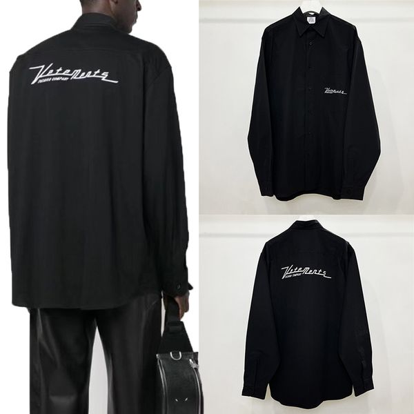 men's t shirts 2023ss vtm blouse men women 1 letter embroidered buttons casual loose black streetwear vetements long sleeve shirts 230, White;black
men's t shirts 2023ss vtm blouse men women 1 letter embroidered buttons casual loose black streetwear vetements long sleeve shirts 230, White;black