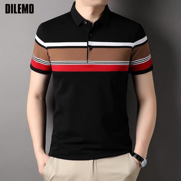 men's polos grade summer polo shirt for men luxury brand short sleeve striped casual business fashions clothing 230717, White;black
men's polos grade summer polo shirt for men luxury brand short sleeve striped casual business fashions clothing 230717, White;black