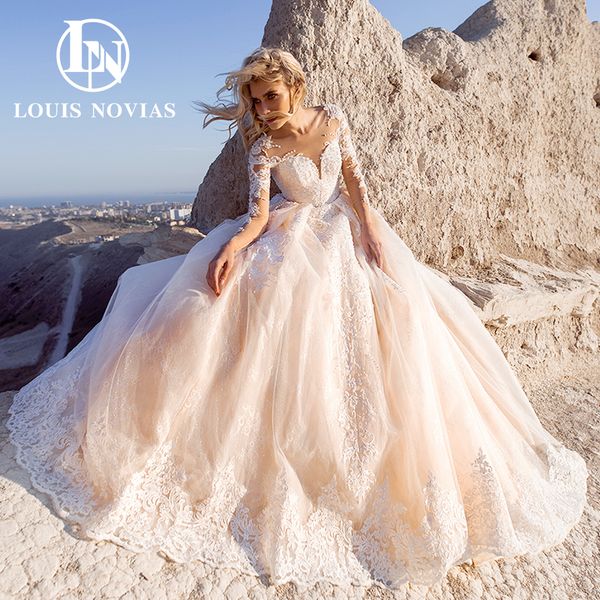 ball gown wedding dress 2023 long sleeve sweetheart invisible neckline applique lace dress for bride royal train vestidos de novia, White
ball gown wedding dress 2023 long sleeve sweetheart invisible neckline applique lace dress for bride royal train vestidos de novia, White