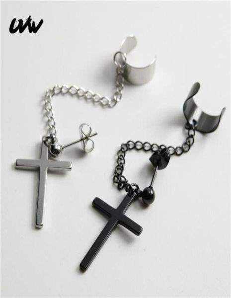 stud uvw026 2pc trendy punk 316l ear cuff chain cross earrings for women cool boho piercing pendientes brincos7460418, Golden;silver
stud uvw026 2pc trendy punk 316l ear cuff chain cross earrings for women cool boho piercing pendientes brincos7460418, Golden;silver