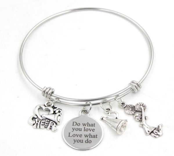 new arrival i love cheering megaphone bracelets fashion stainless steel bangle expandable wire bangle jewelry cheerleader bracelet2605363, Golden;silver
new arrival i love cheering megaphone bracelets fashion stainless steel bangle expandable wire bangle jewelry cheerleader bracelet2605363, Golden;silver