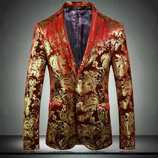red male blazer gold printing single breasted prom blazers men plus size 5xl slim fit wedding man men's suits &261s, White;black
red male blazer gold printing single breasted prom blazers men plus size 5xl slim fit wedding man men's suits &261s, White;black