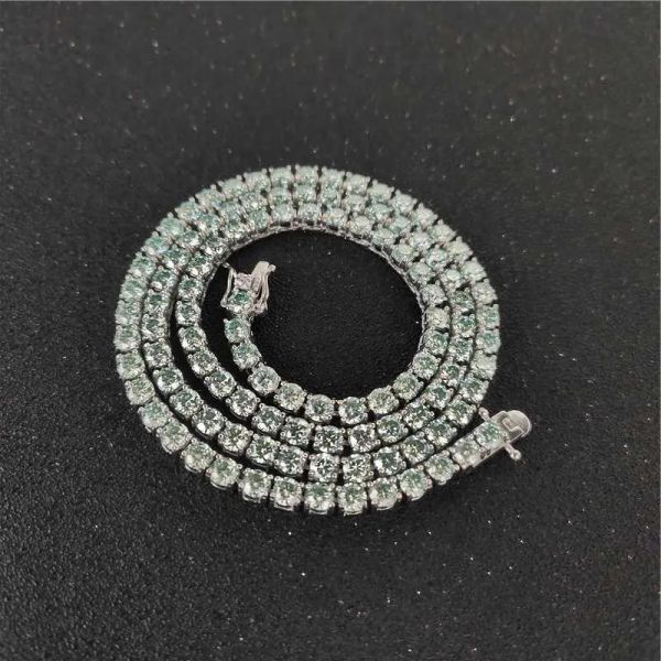 silver tennis chain choker 4mm 20" bluish green vvs lab diamond hip hop iced moissanite necklace, Black
silver tennis chain choker 4mm 20" bluish green vvs lab diamond hip hop iced moissanite necklace, Black