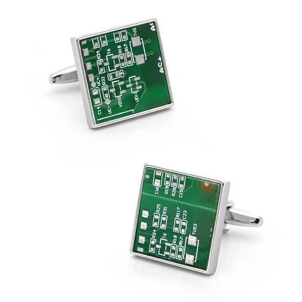 cuff links igame new arrival fashion cuff links green color circuit board design quality brass material men's cufflinks hkd230718, Silver
cuff links igame new arrival fashion cuff links green color circuit board design quality brass material men's cufflinks hkd230718, Silver