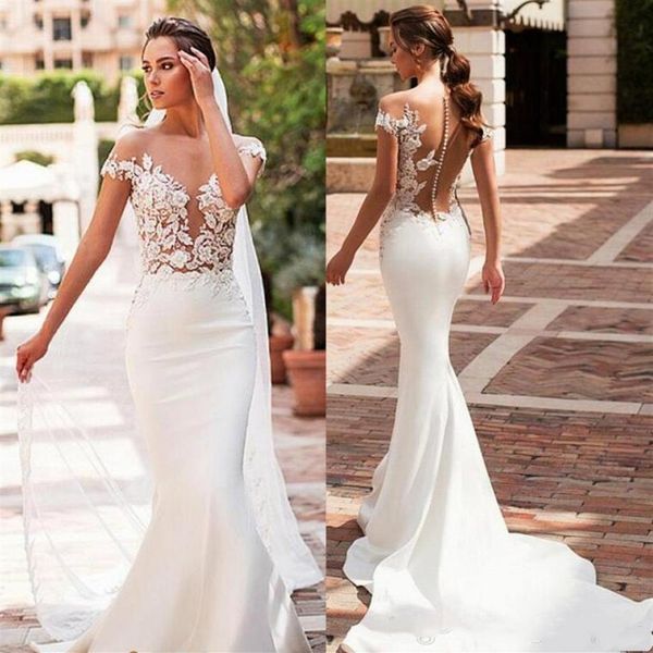 2019 eddy k capped sleeves mermaid wedding dresses lace appliques boho bridal gowns illusion back satin long wedding gowns3015, White
2019 eddy k capped sleeves mermaid wedding dresses lace appliques boho bridal gowns illusion back satin long wedding gowns3015, White