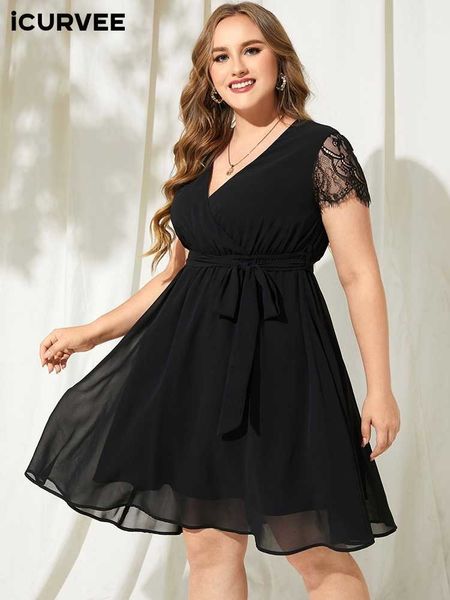 basic casual dresses icurvee elegant mini dress summer plus size short sleeve lace chiffon bohemian sundress v neck casual party beach robe, Black;gray
basic casual dresses icurvee elegant mini dress summer plus size short sleeve lace chiffon bohemian sundress v neck casual party beach robe, Black;gray