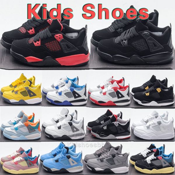 Image of 2023 Kids Basketball Shoes Toddler Designer Jumpman 4 Running Shoe J4 Childrens Shoes Sneaker Girls Boys White Black Sports All Match Sneakers Size 24-35