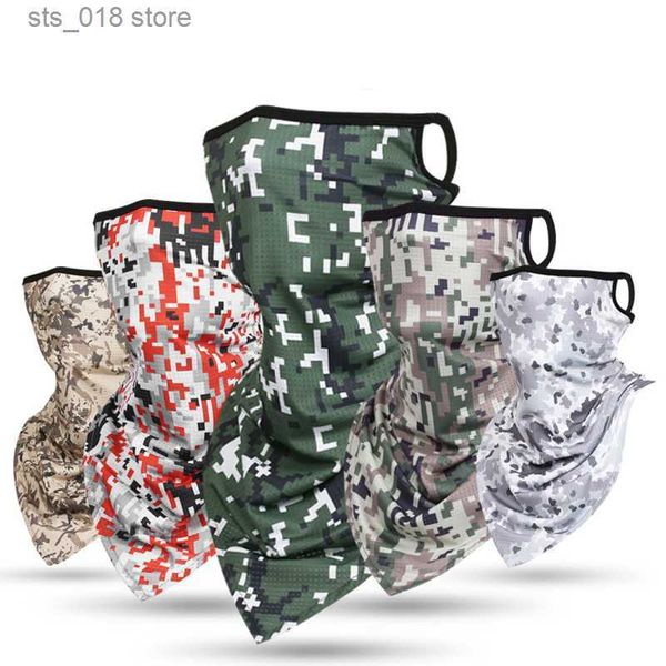 Image of Cycling Caps Masks Outdoor Mascarillas Military Camouflage Print Bandana Triangle Tube Neck Gaiter Face Shield Hiking Cycling Motorcycle Mask Scarf T230718