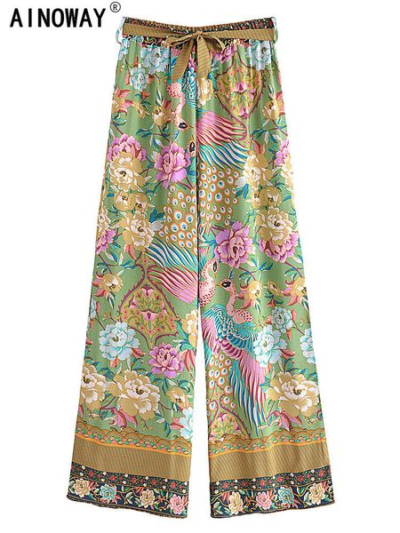 women's pants capris vintage chic women peacock floral print bohemian wide leg pants lady elastic waist loose rayon boho long pants ove, Black;white
women's pants capris vintage chic women peacock floral print bohemian wide leg pants lady elastic waist loose rayon boho long pants ove, Black;white