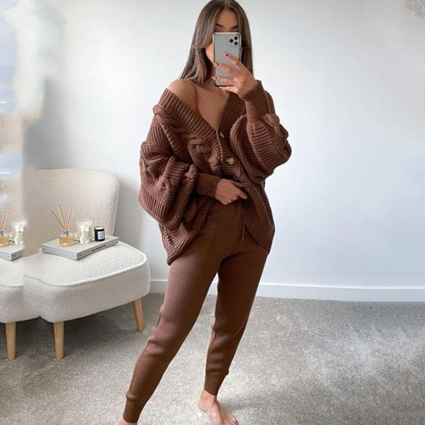 women knitting 2-pieces sweater suit hemp flower v-neck single-breasted cardigan + pants lady autumn winter sweater set femme, White
women knitting 2-pieces sweater suit hemp flower v-neck single-breasted cardigan + pants lady autumn winter sweater set femme, White